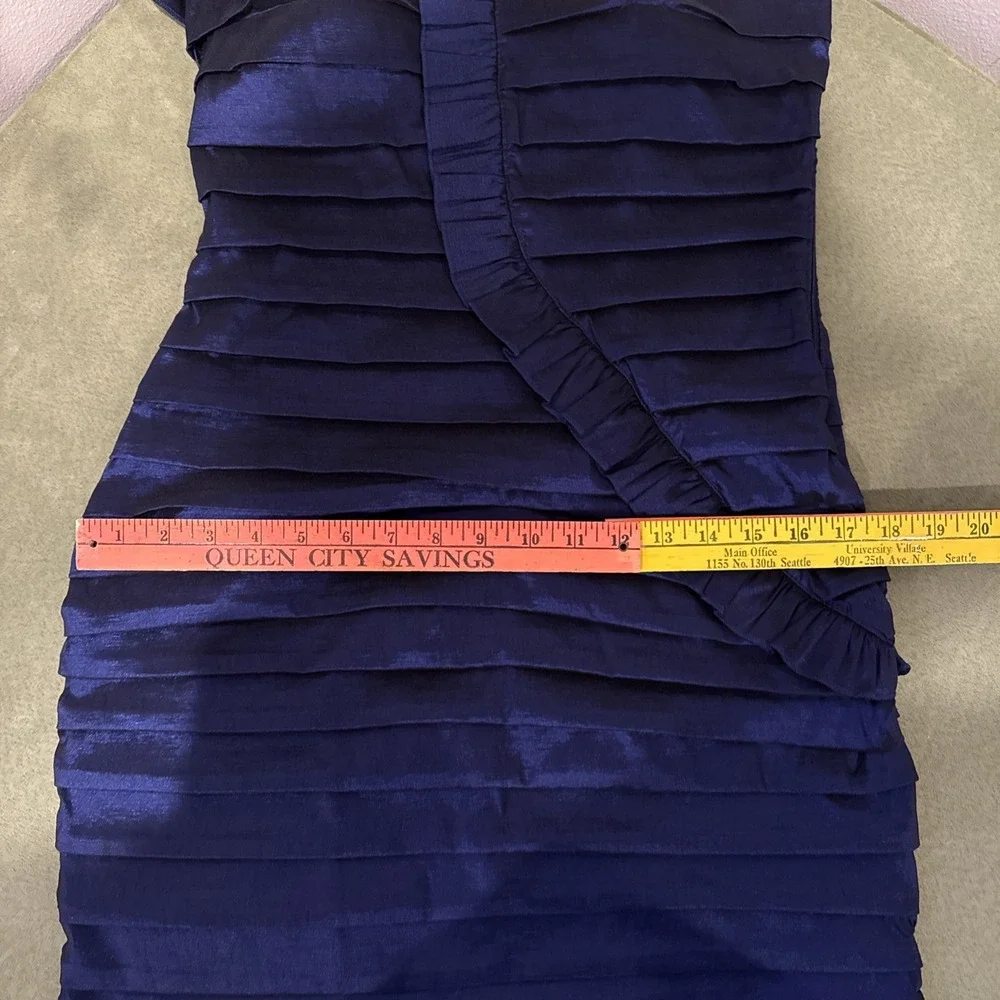 Y2K City Triangles Navy Blue‎ Ruffled Bandage Mini Dress Size 13